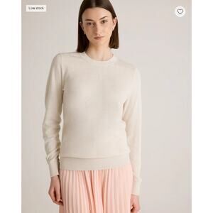 Quince Lightweight Cotton Cashmere Sweater Heather Bone Size XS NWOT